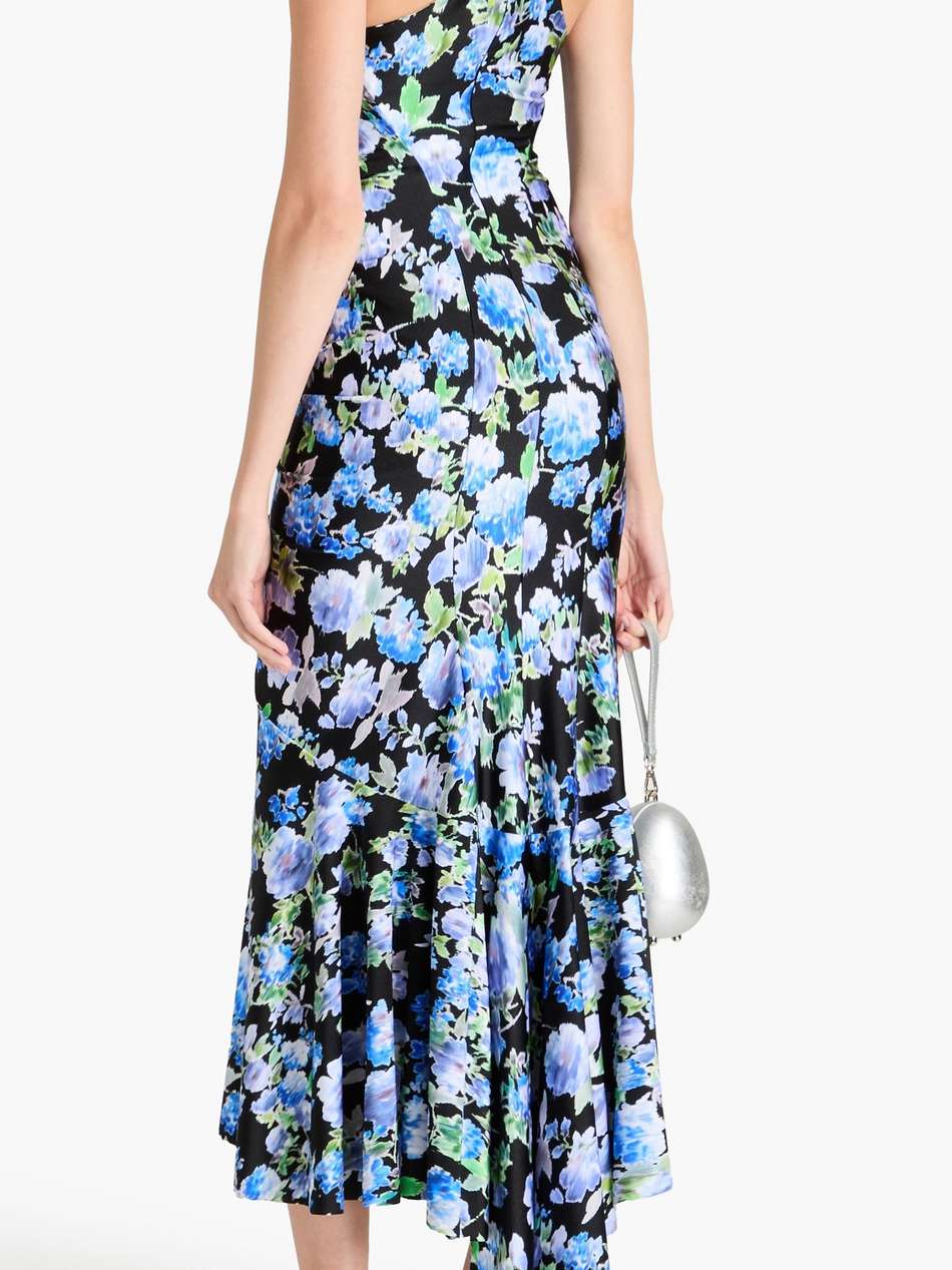 ruffled floral-print jersey midi dress