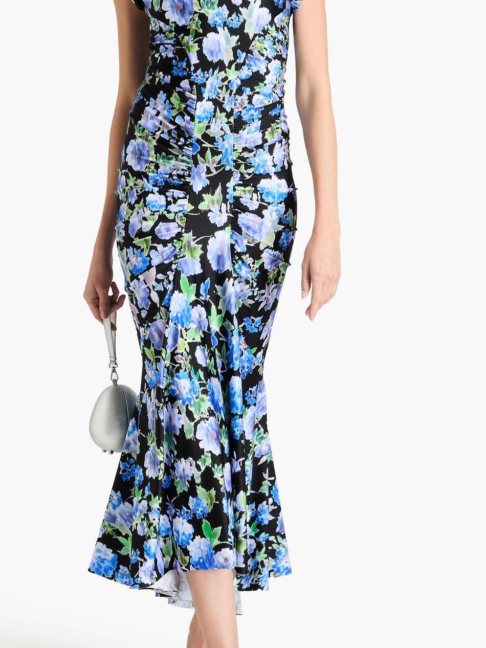 ruffled floral-print jersey midi dress