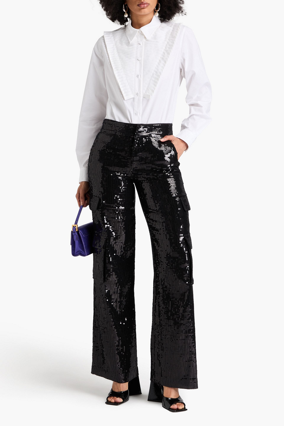 AREA PINTUCKED COTTON-BLEND POPLIN SHIRT