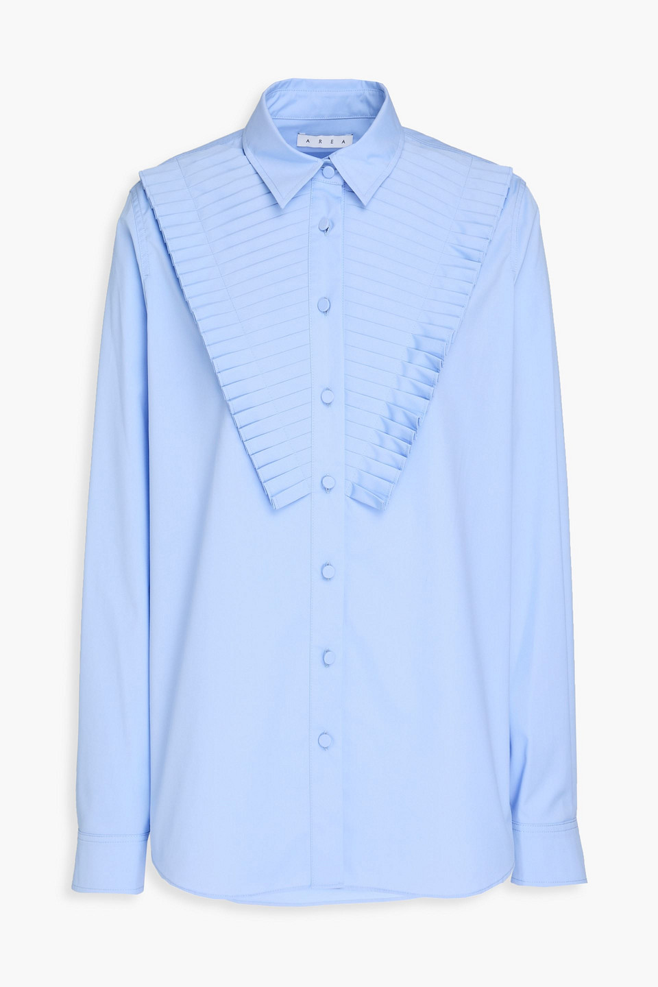 Area Pintucked Cotton-blend Poplin Shirt In Light Blue