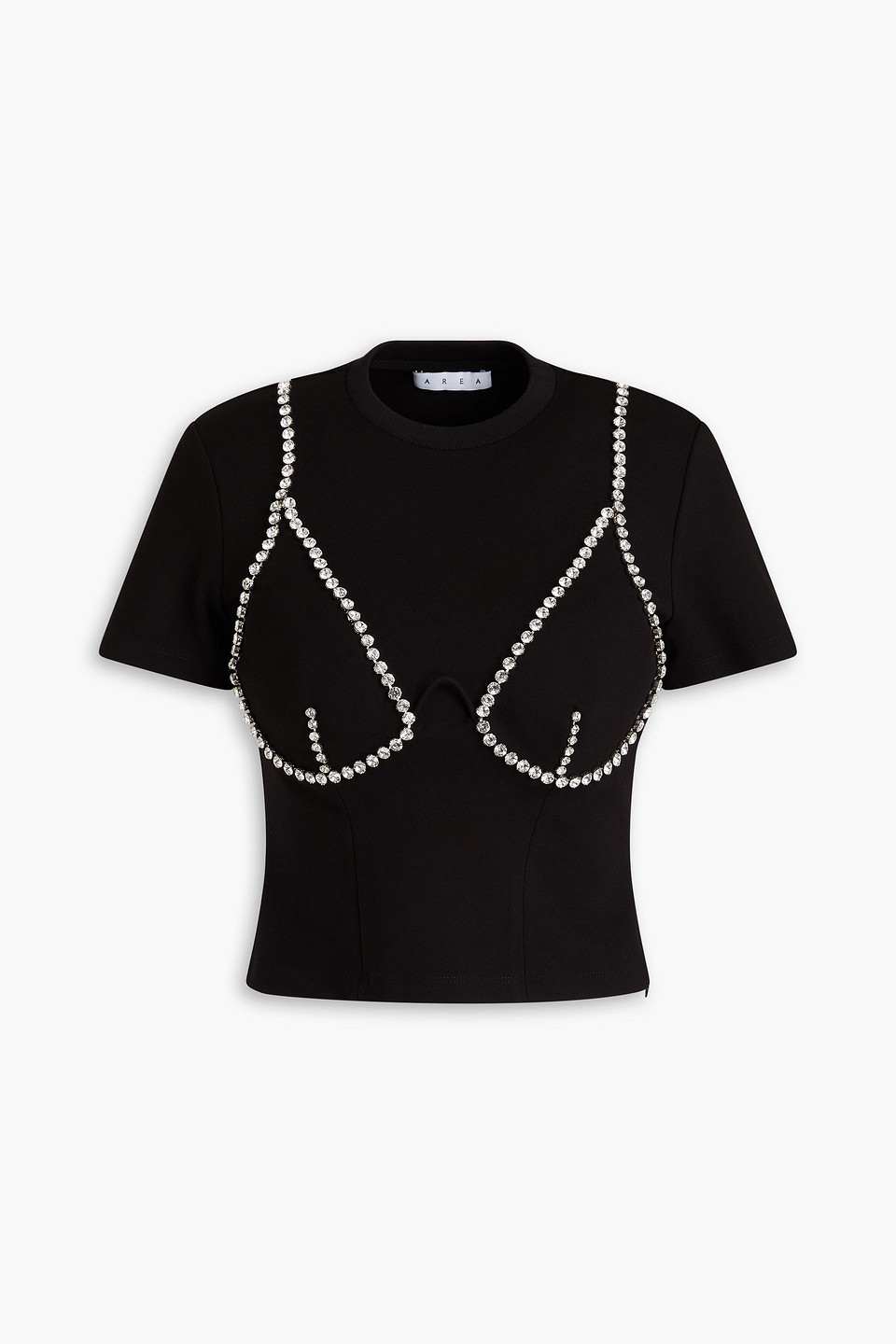 Area Crystal-embellished Jersey Top In Black