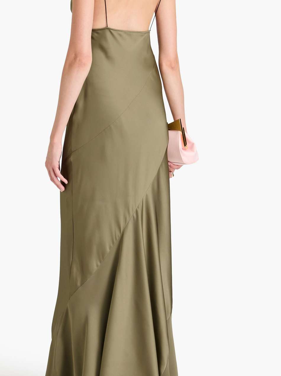 draped satin-twill maxi slip dress
