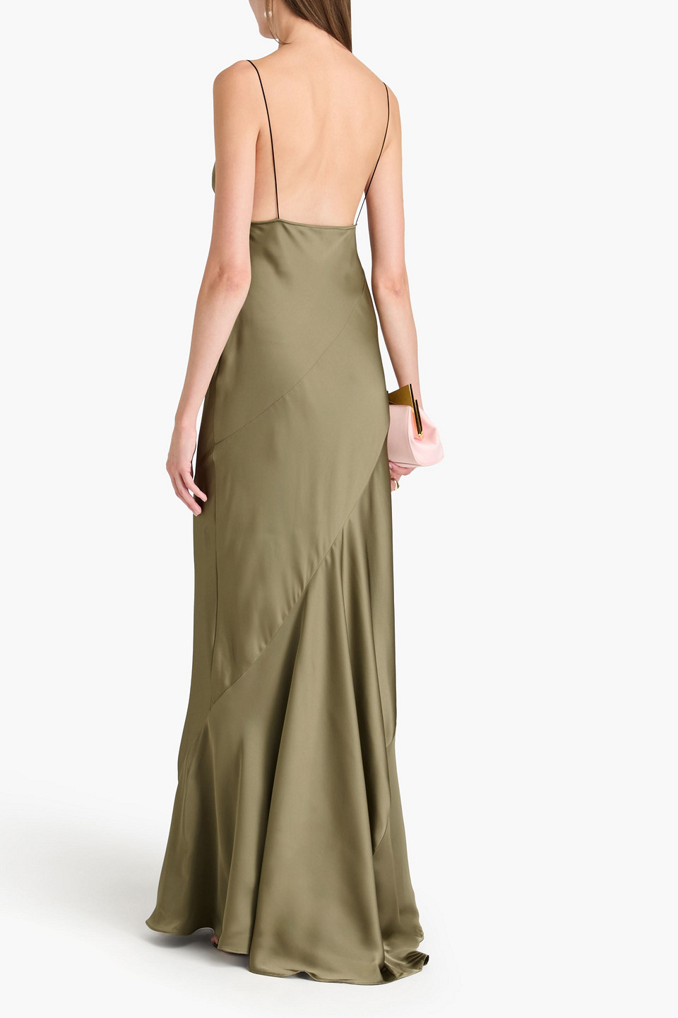 PHILOSOPHY DI LORENZO SERAFINI DRAPED SATIN-TWILL MAXI SLIP DRESS