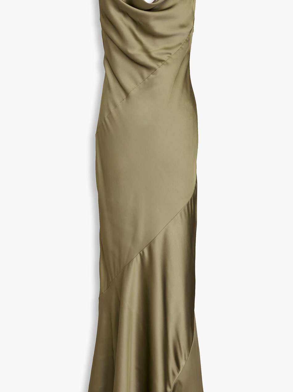 draped satin-twill maxi slip dress