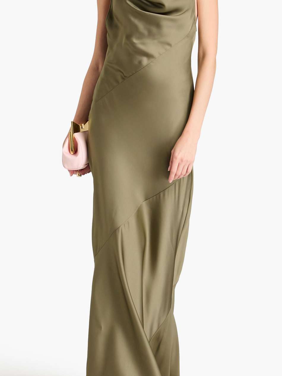draped satin-twill maxi slip dress