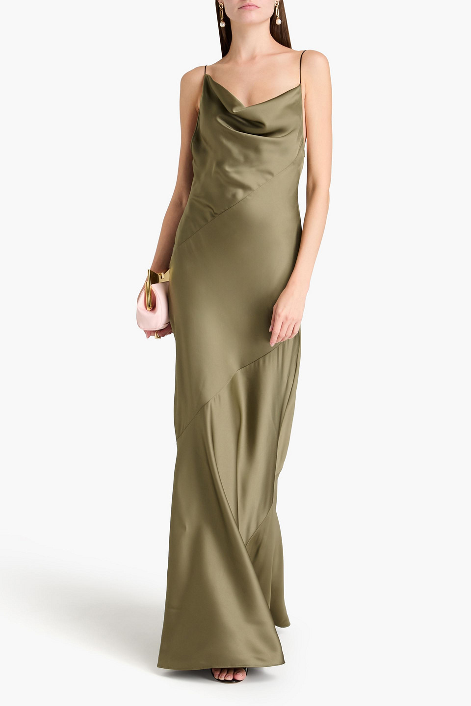 PHILOSOPHY DI LORENZO SERAFINI DRAPED SATIN-TWILL MAXI SLIP DRESS