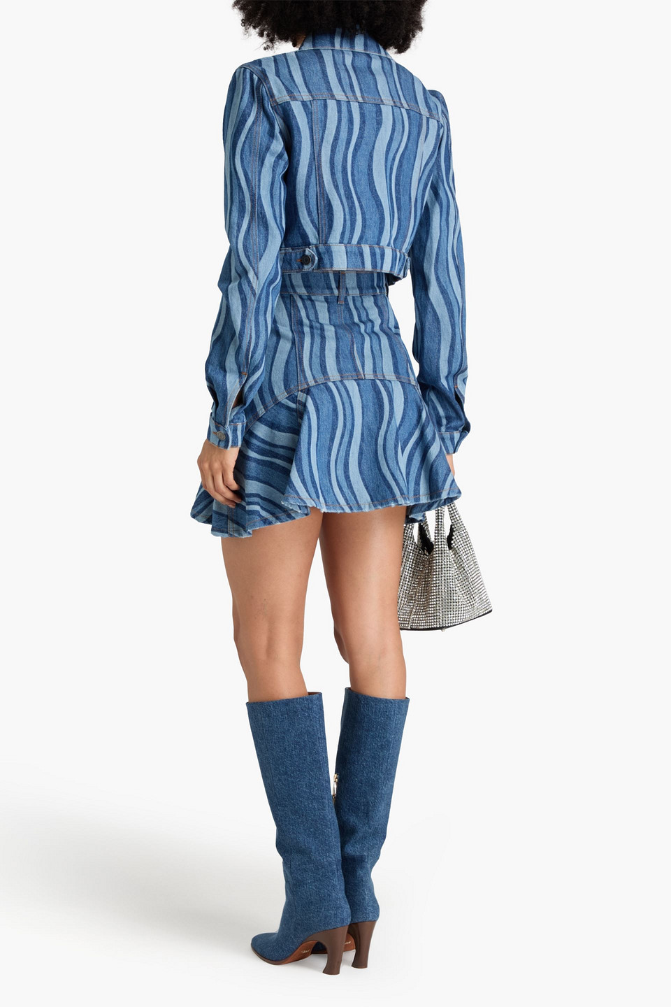 AREA CROPPED PRINTED DENIM JACKET 