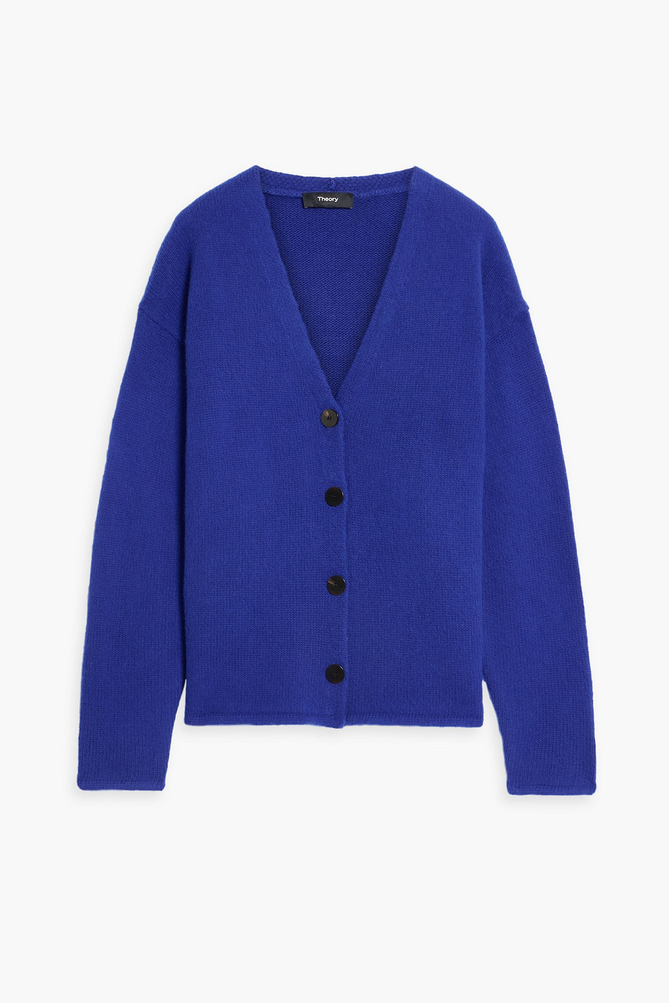 theory - brushed wool cardigan - blue - m