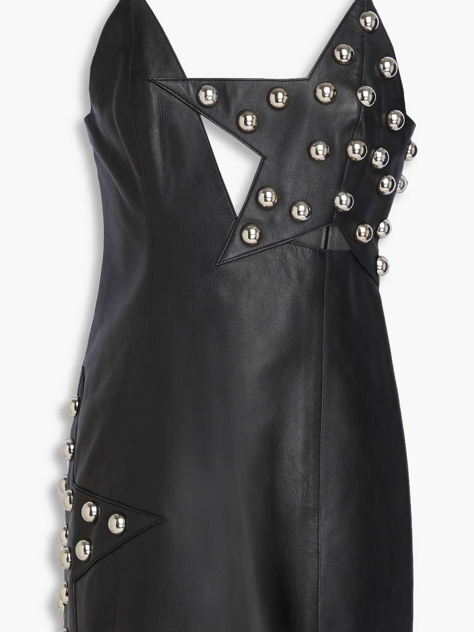 cutout studded leather mini dress