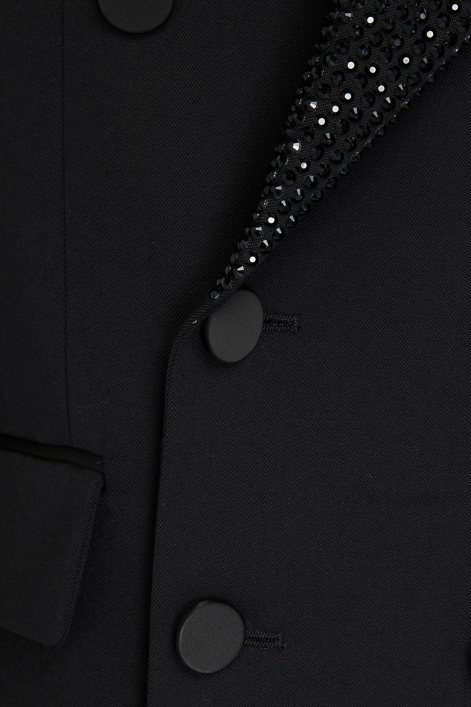 AREA DOUBLE-BREASTED CRYSTAL-EMBELLISHED WOOL-BLEND TWILL BLAZER