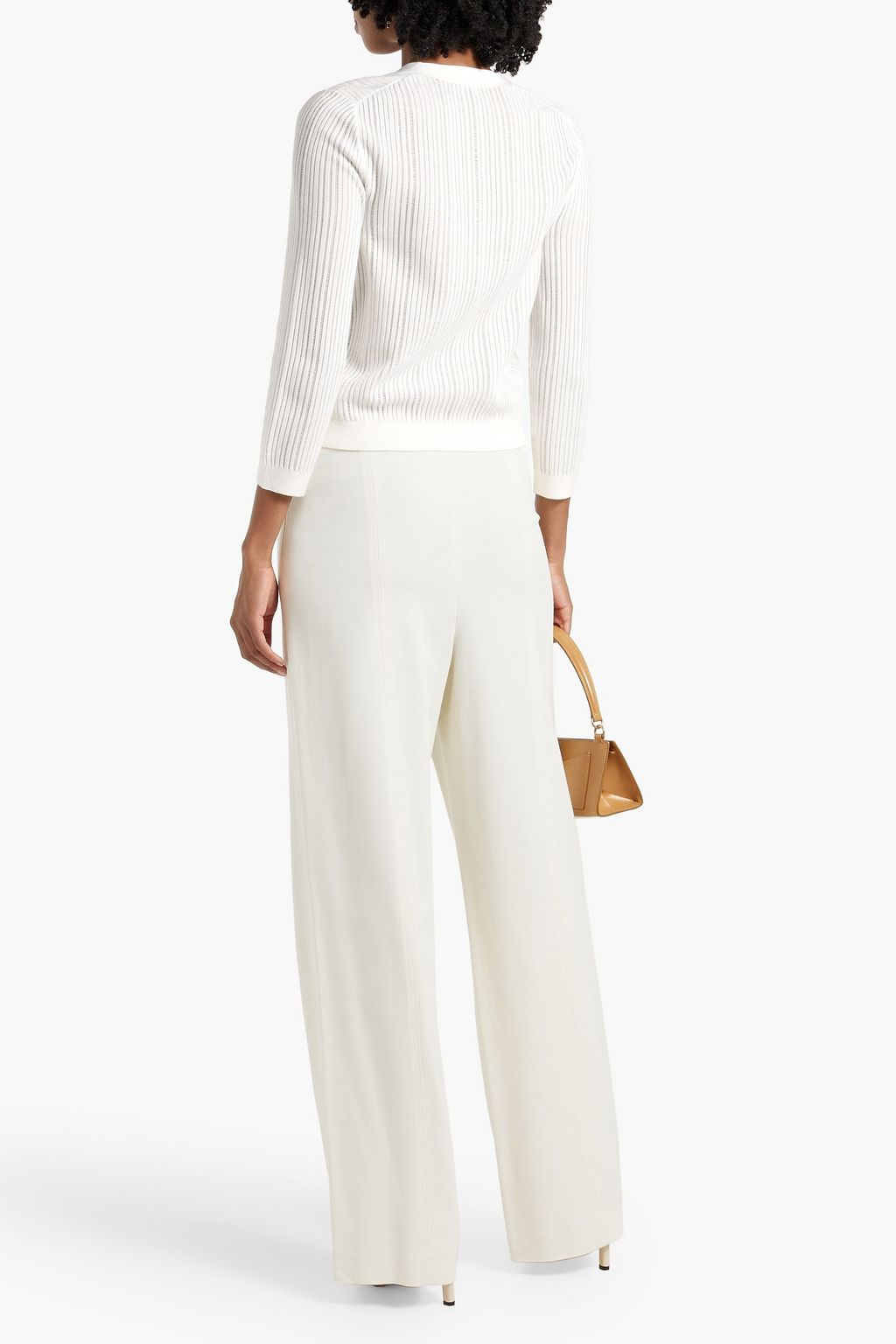THEORY Cropped ribbed cotton-blend cardigan