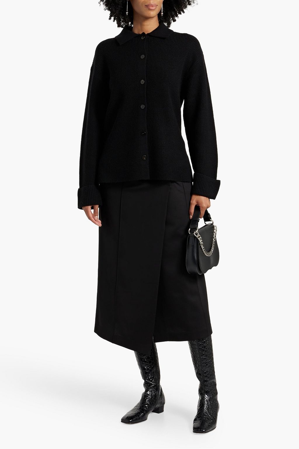 THEORY Ribbed merino wool and cashmere-blend cardigan