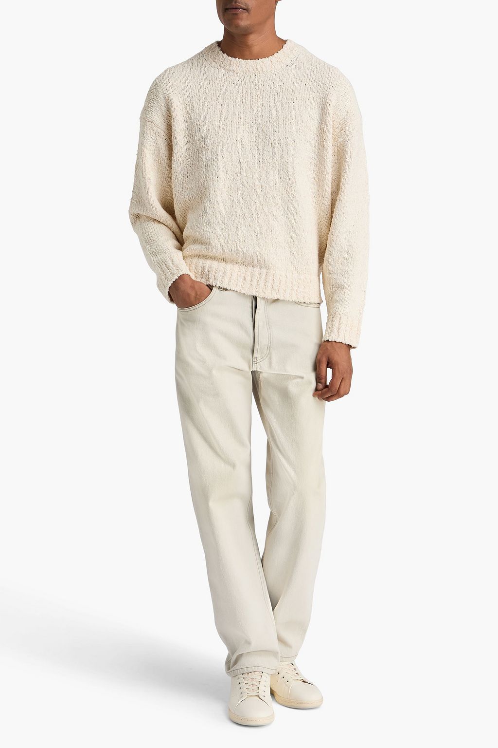 FRAME Bouclé-knit cotton-blend sweater