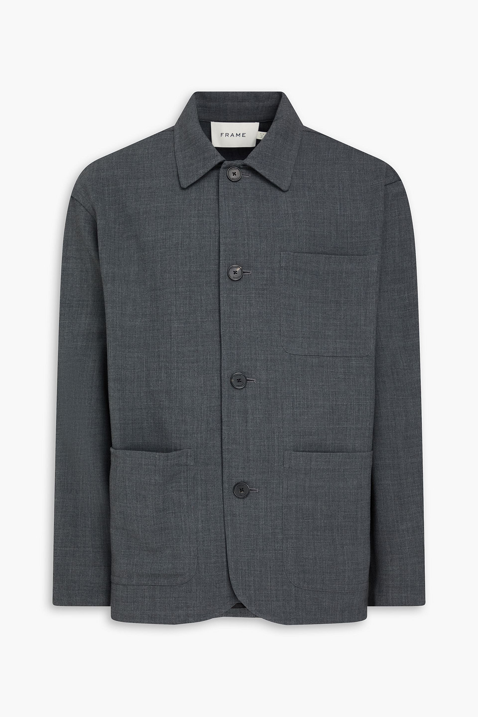 Frame Wool-blend Crepe Jacket In Gray