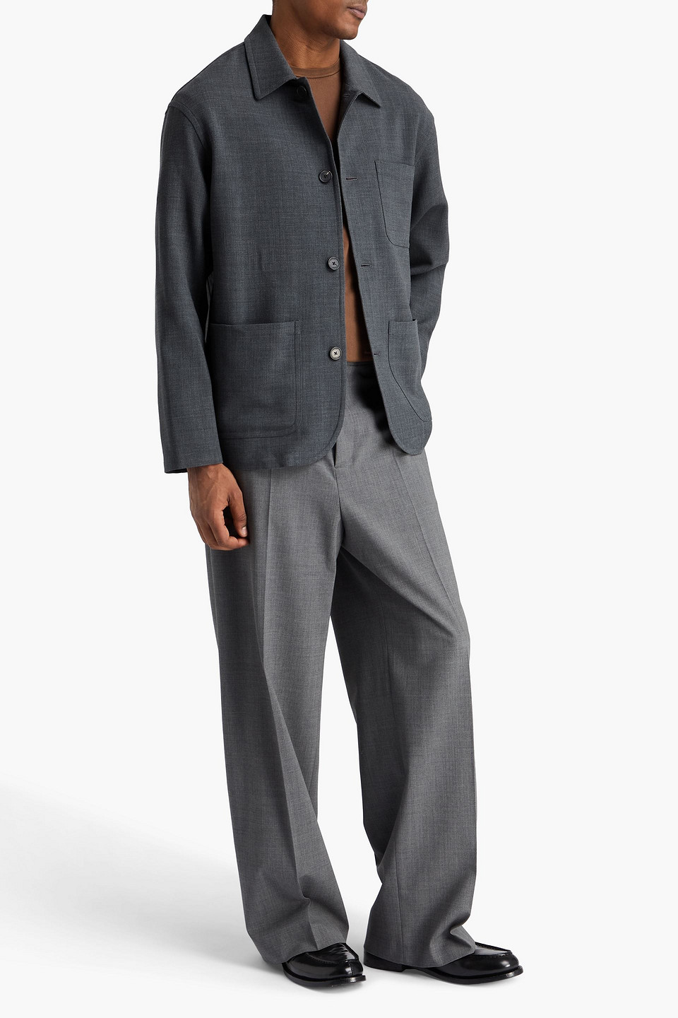  Frame - Wool-blend Shirt Jacket - Gray - S 