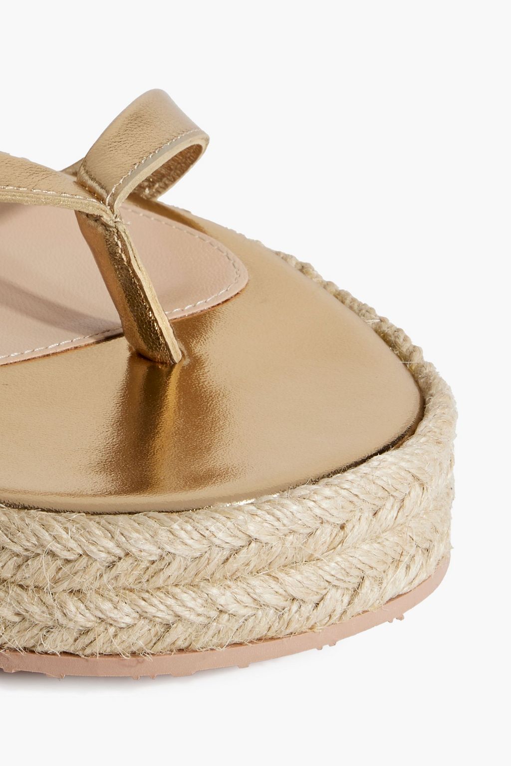 GIANVITO ROSSI Ribbon Beachclub metallic leather platform espadrille sandals