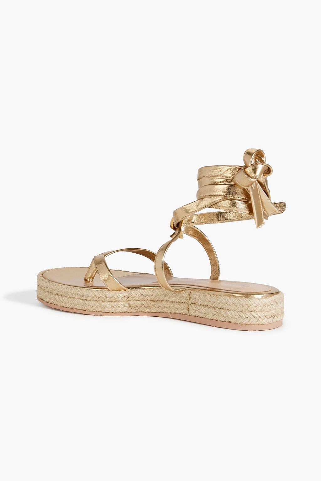 GIANVITO ROSSI Ribbon Beachclub metallic leather platform espadrille sandals