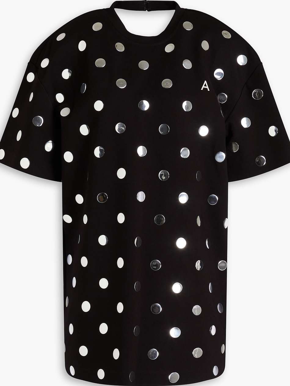open-back polka-dot jersey mini dress