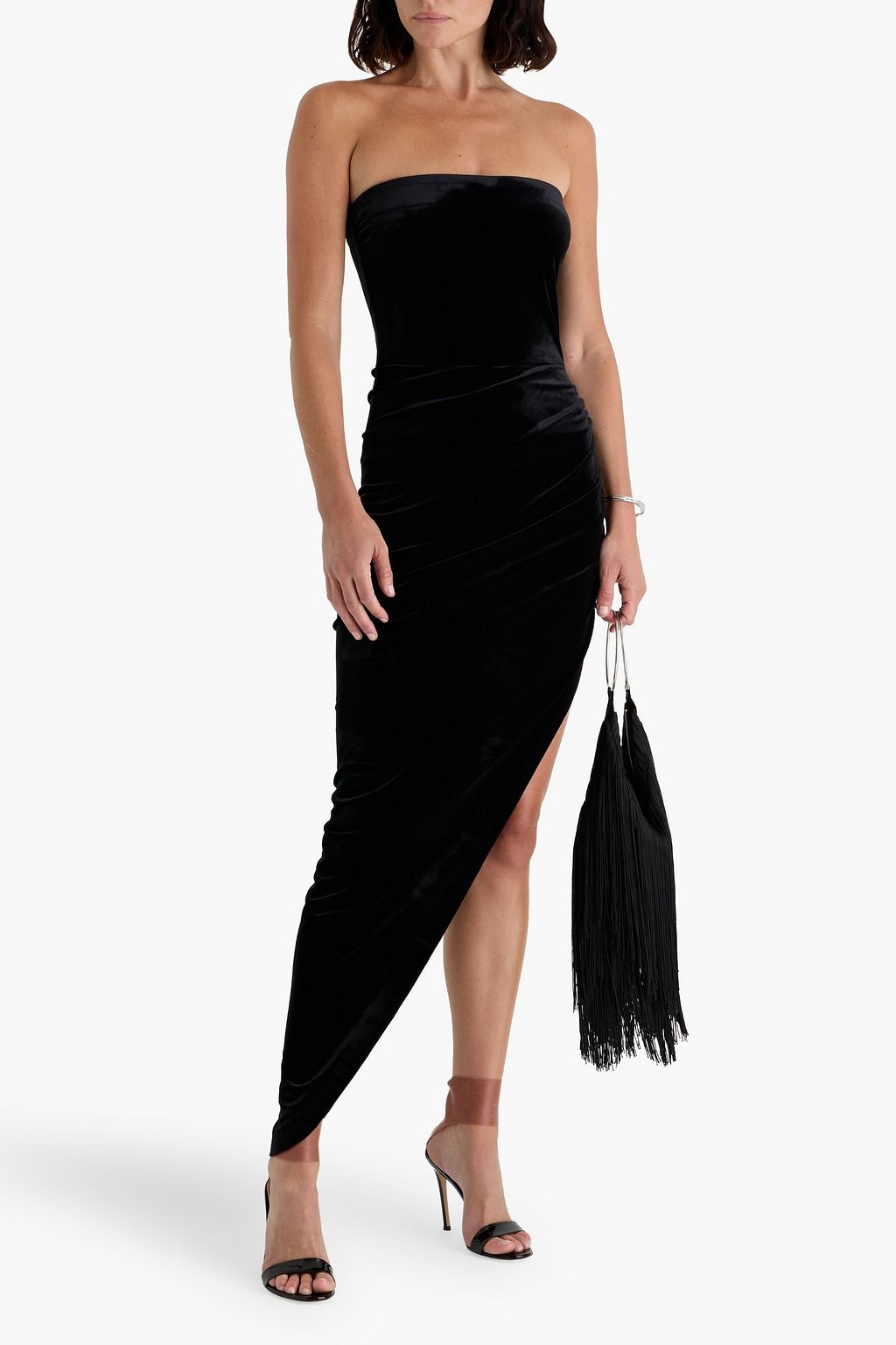 NORMA KAMALI Strapless asymmetric velvet dress