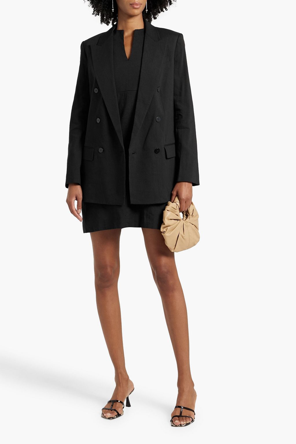 THEORY Double-breasted linen-blend blazer