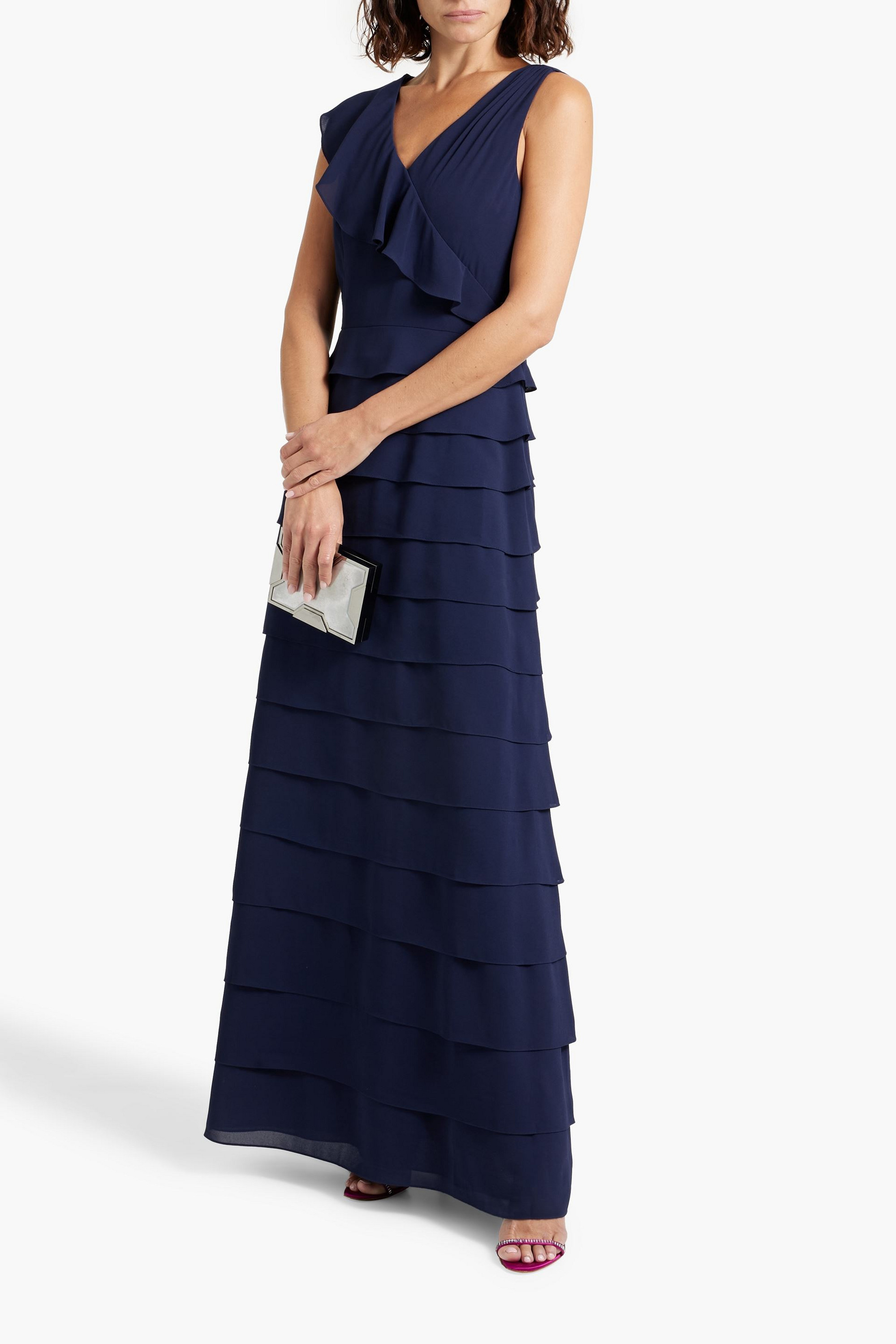 MIKAEL AGHAL Ruffled crepe maxi dress
