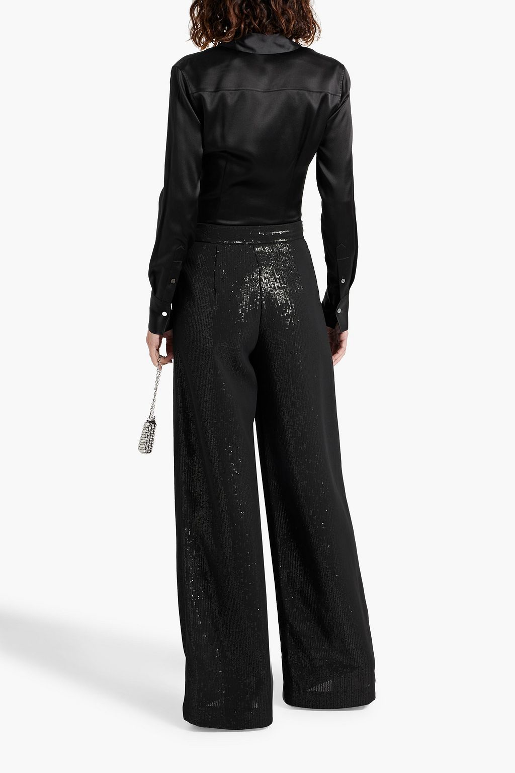 MAX MARA Sequined georgette wide-leg pants