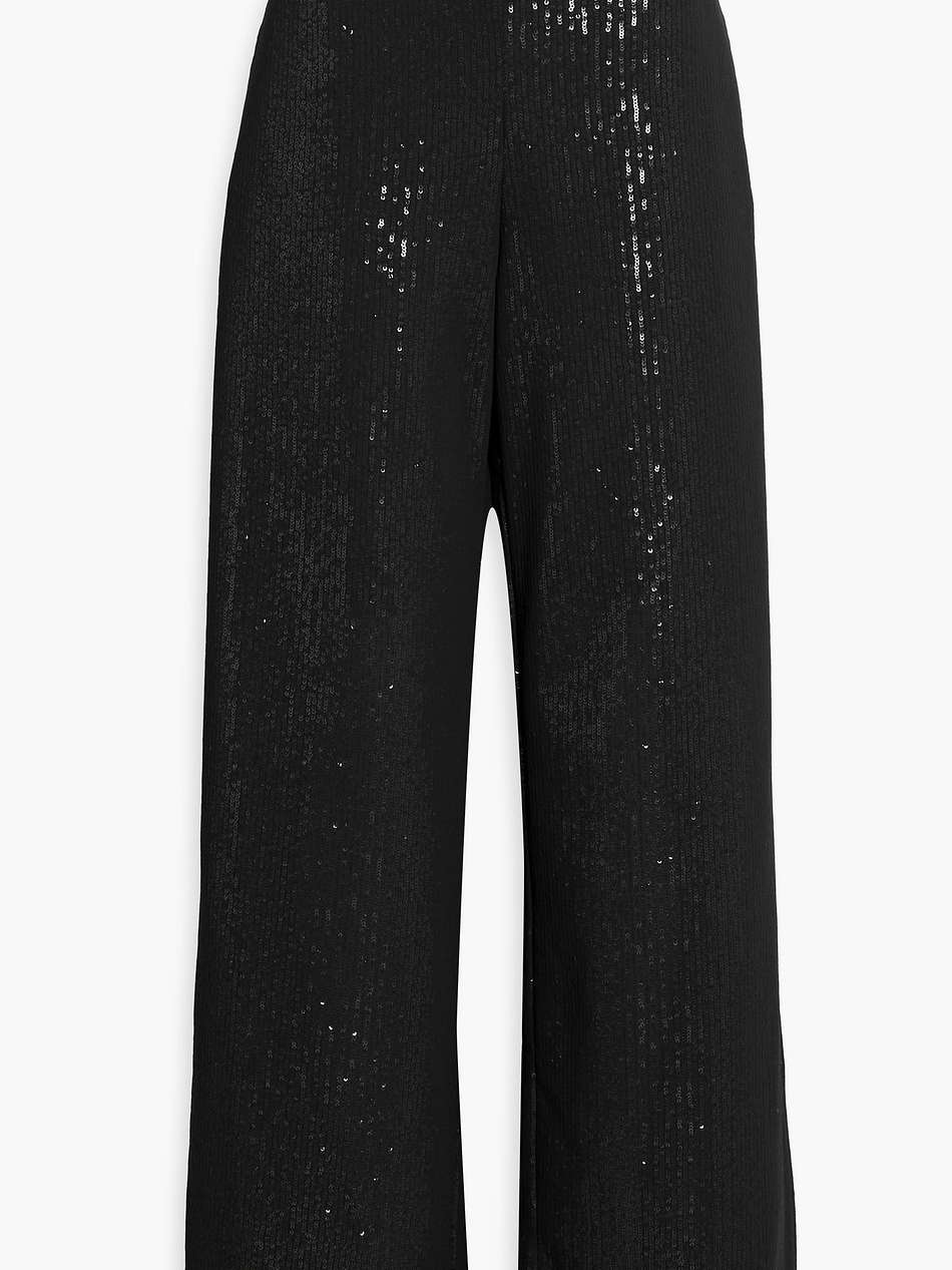 sequined georgette wide-leg pants