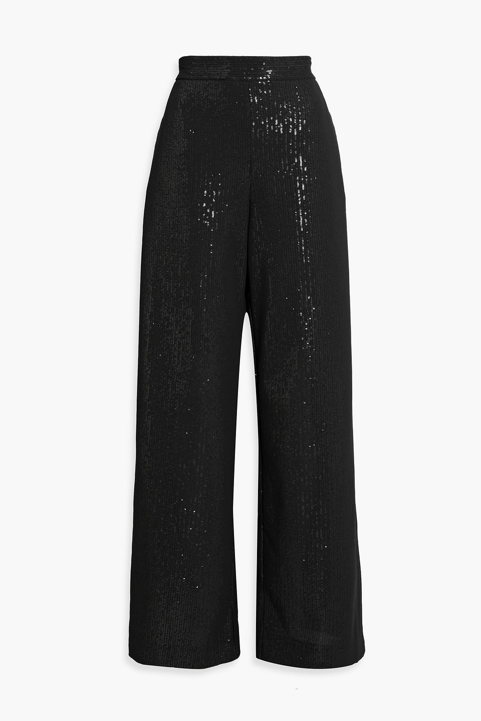 Max Mara Sequined Georgette Wide-leg Pants In Black