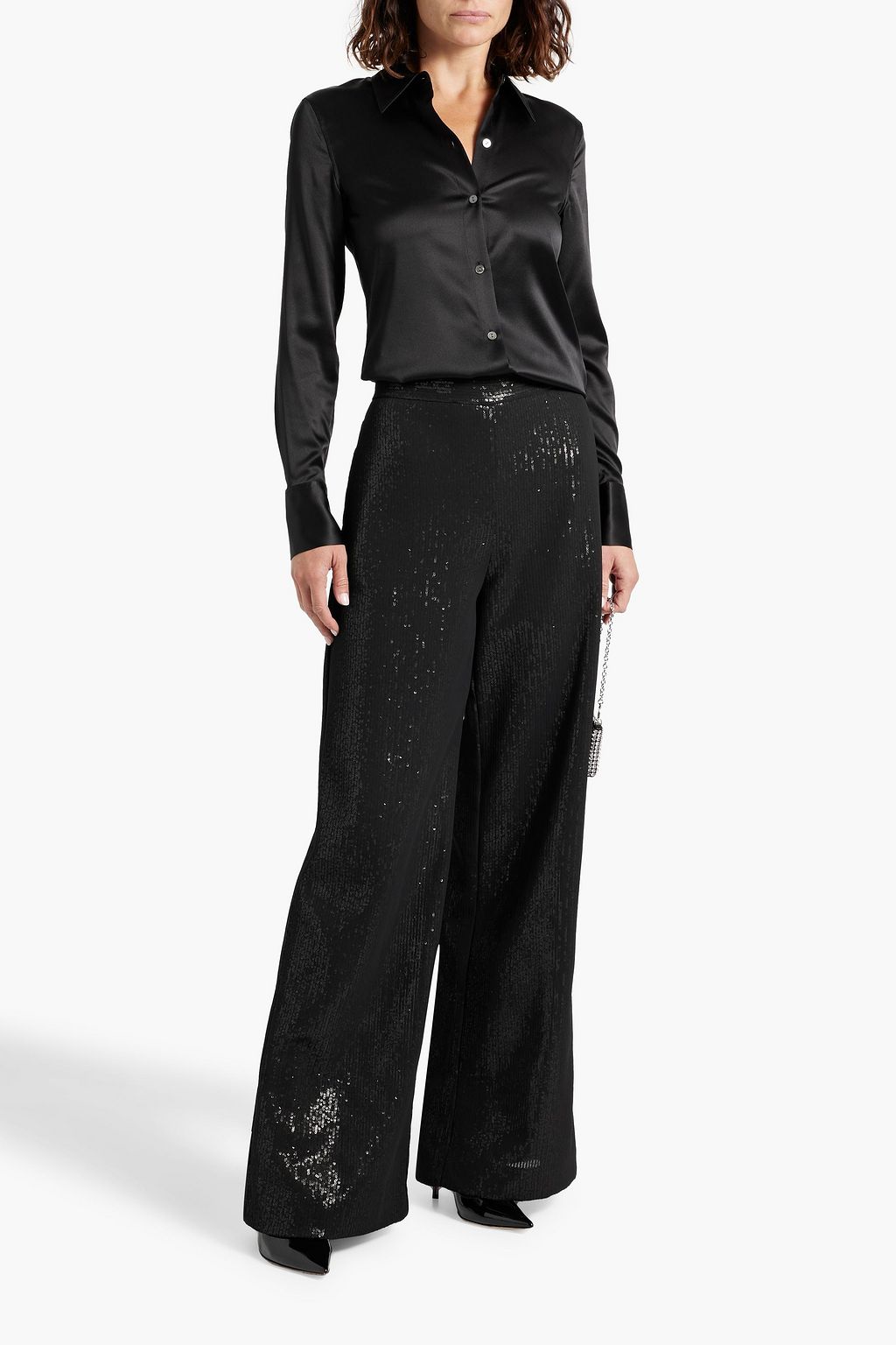 MAX MARA Sequined georgette wide-leg pants
