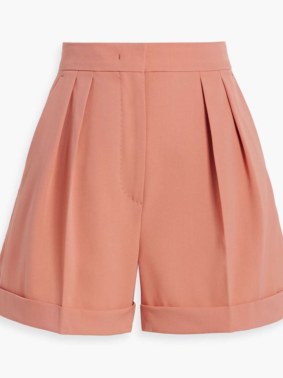 pleated wool-blend twill shorts