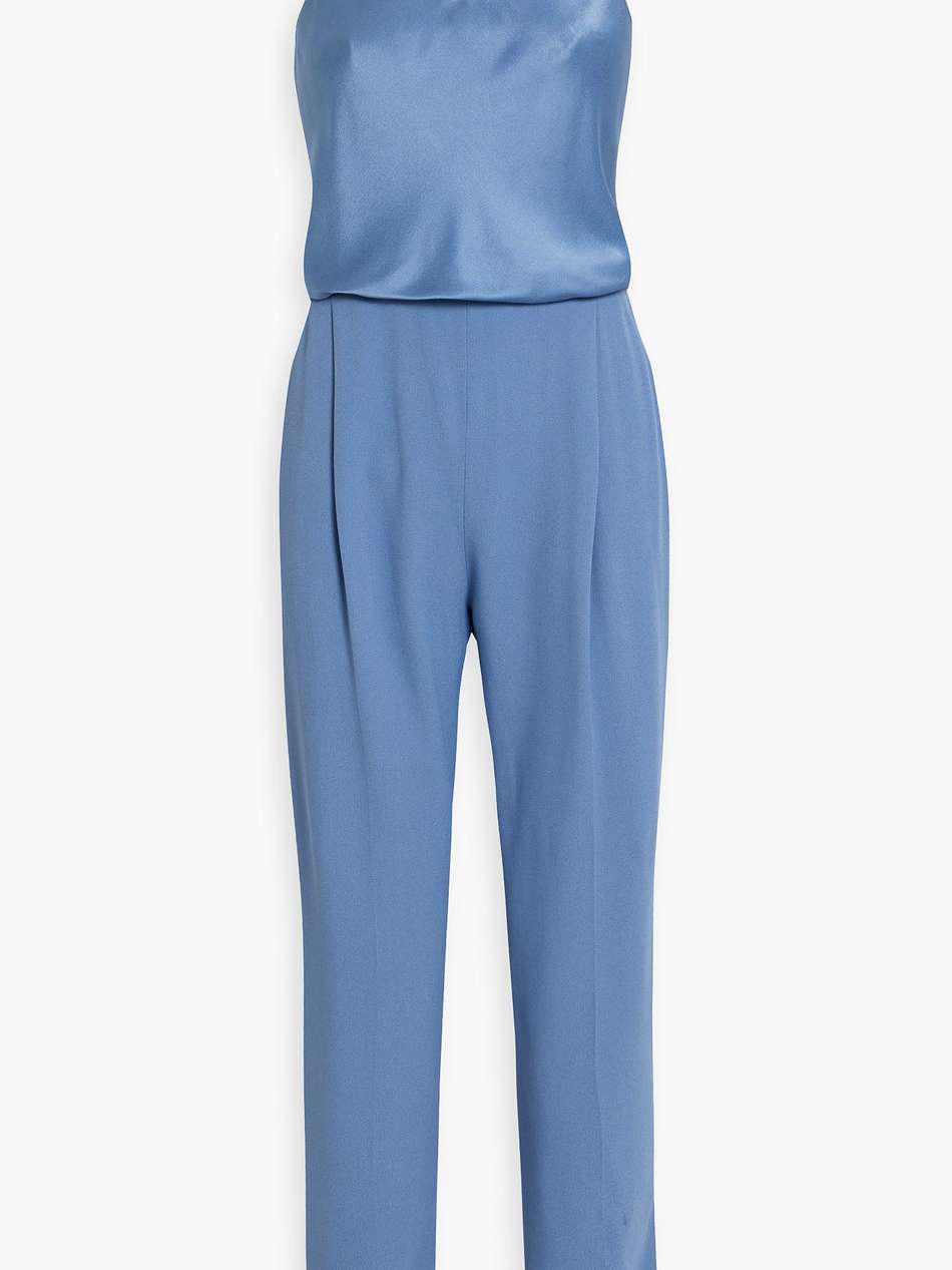 lace-up satin and crepe jumpsuit