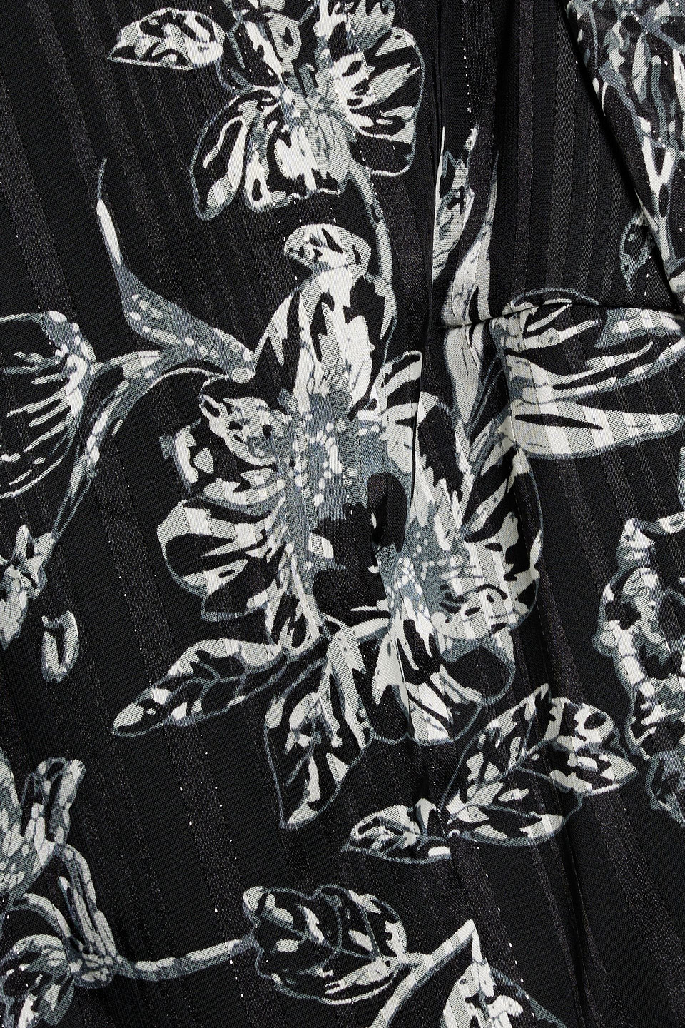 Mikael Aghal Floral-print Metallic Jacquard Dress In Black