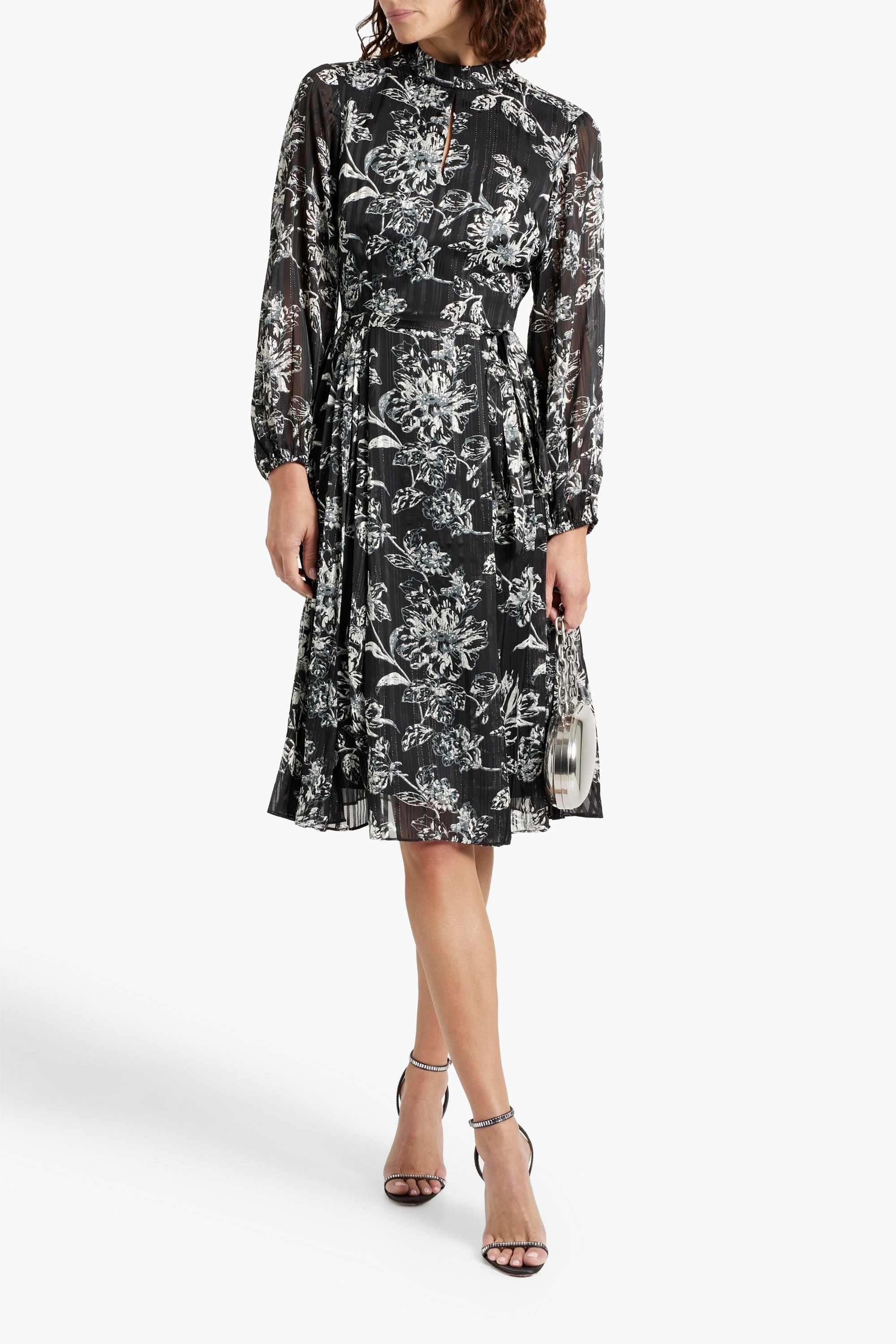 MIKAEL AGHAL Floral-print metallic jacquard dress