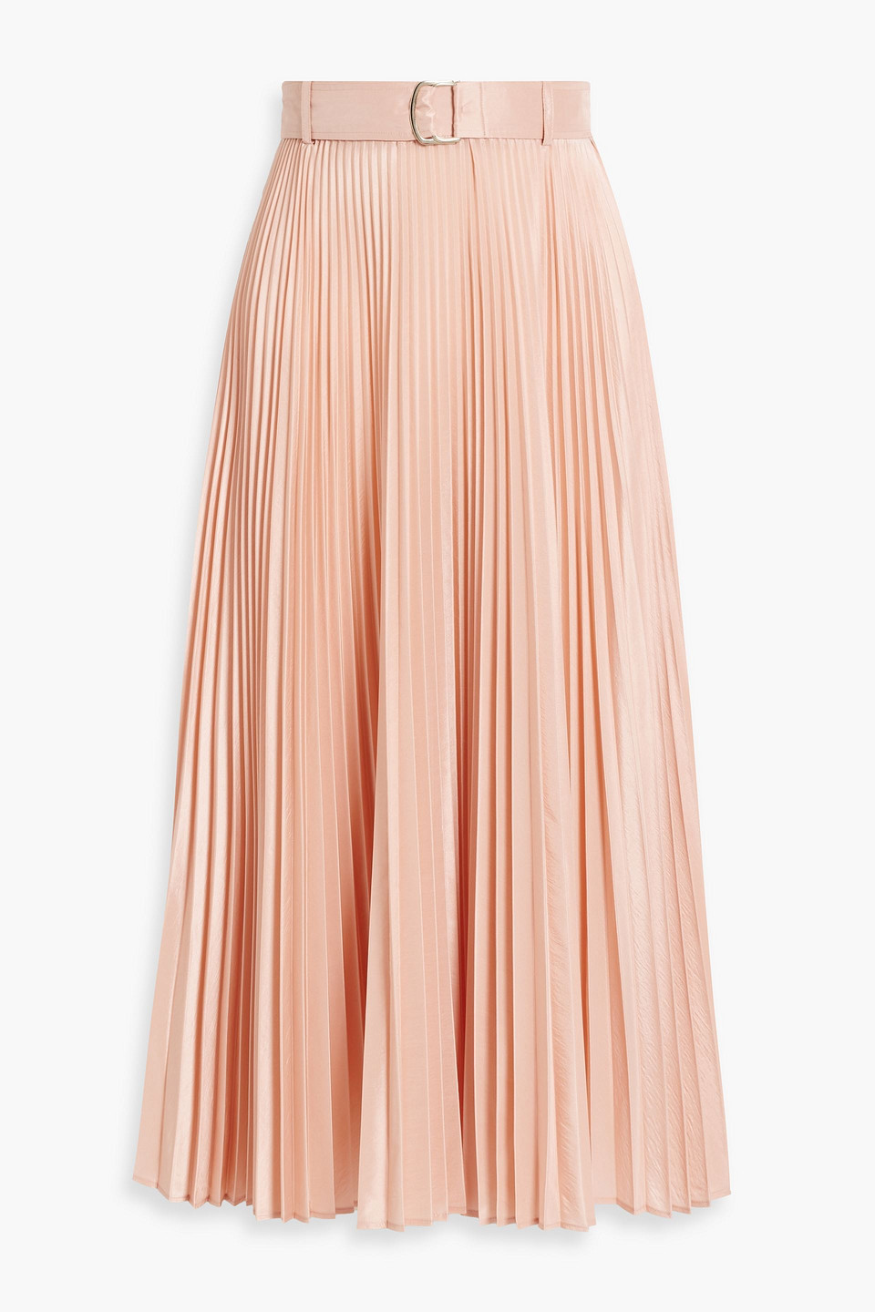 Max Mara Tambuto Pleated Satin-crepe Midi Skirt In Peach
