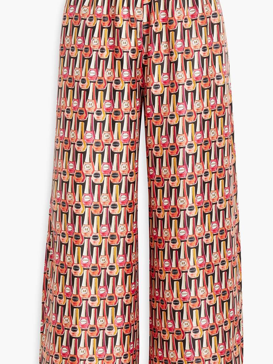 printed silk-twill wide-leg pants
