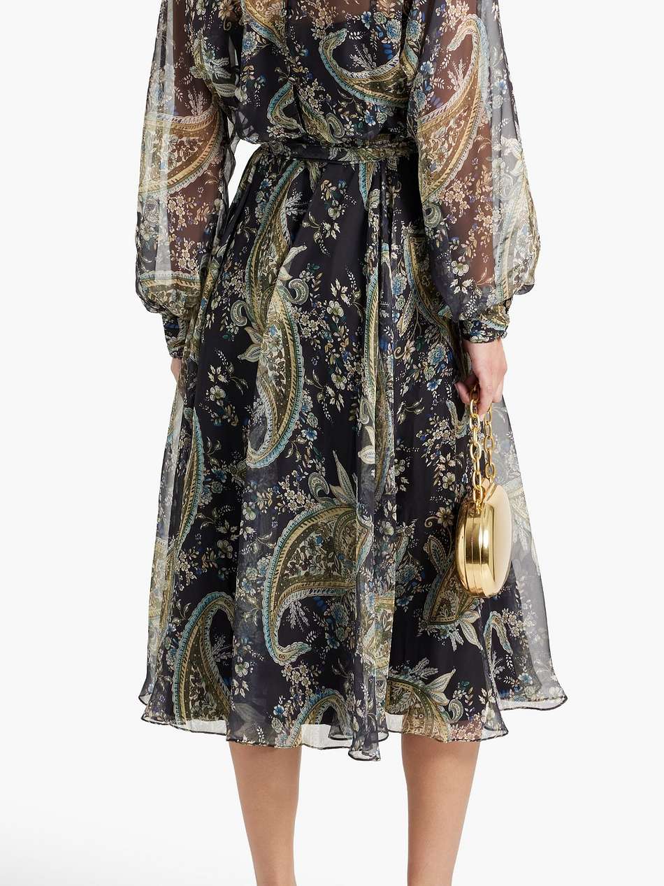 cutout paisley-print chiffon midi dress
