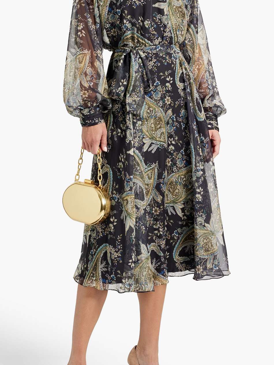 cutout paisley-print chiffon midi dress