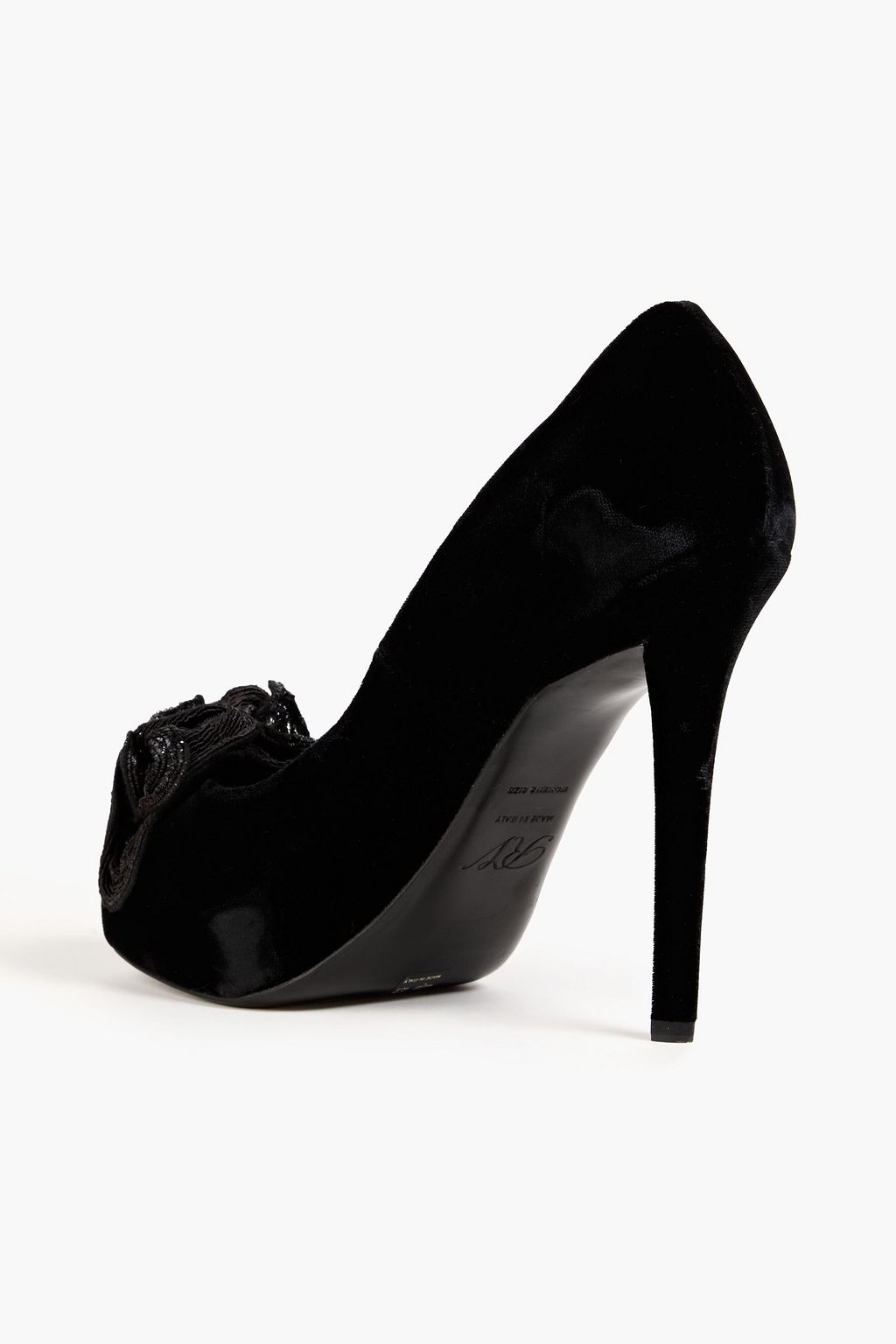 ROGER VIVIER حذاء بامب بنعل سميك من المخمل مُزيّن بزخارف الأزهار