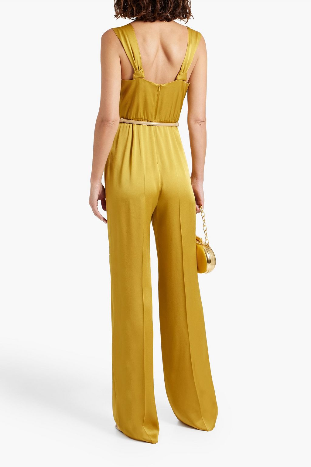 MAX MARA STUDIO Belted satin-crepe jumpsuit