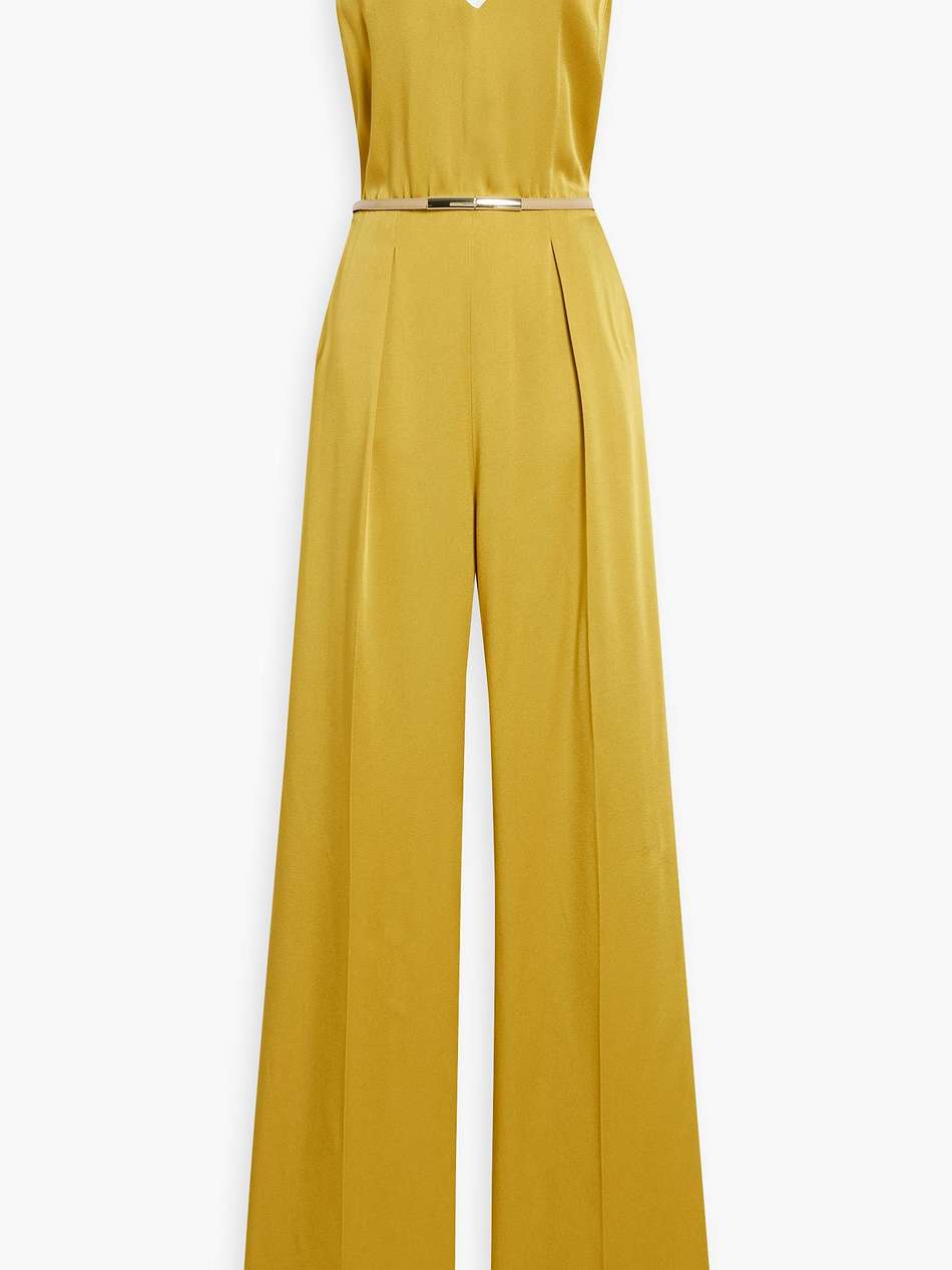pleated satin-crepe wide-leg jumpsuit