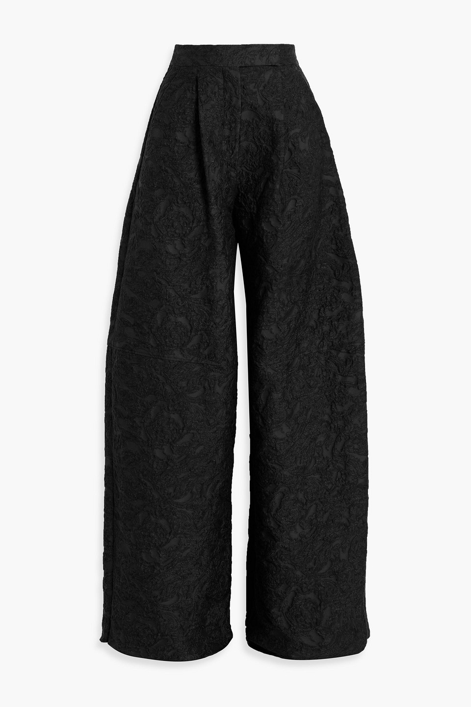 Max Mara Cotton-blend Jacquard Wide-leg Pants In Black