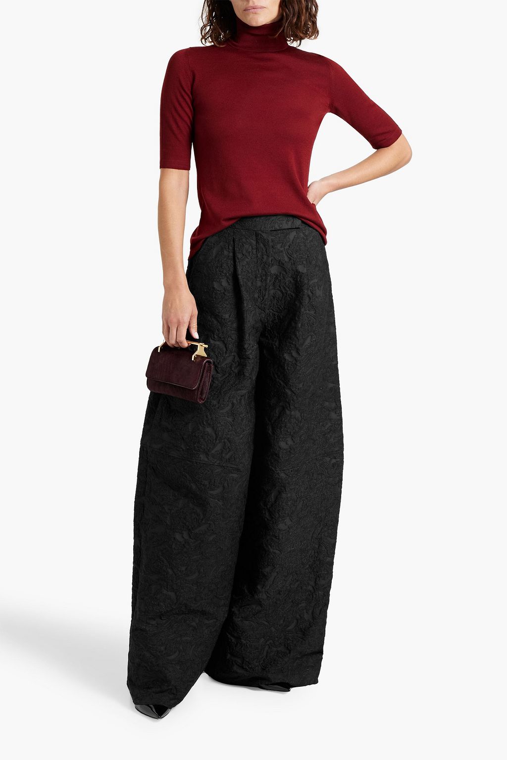 MAX MARA Cotton-blend jacquard wide-leg pants