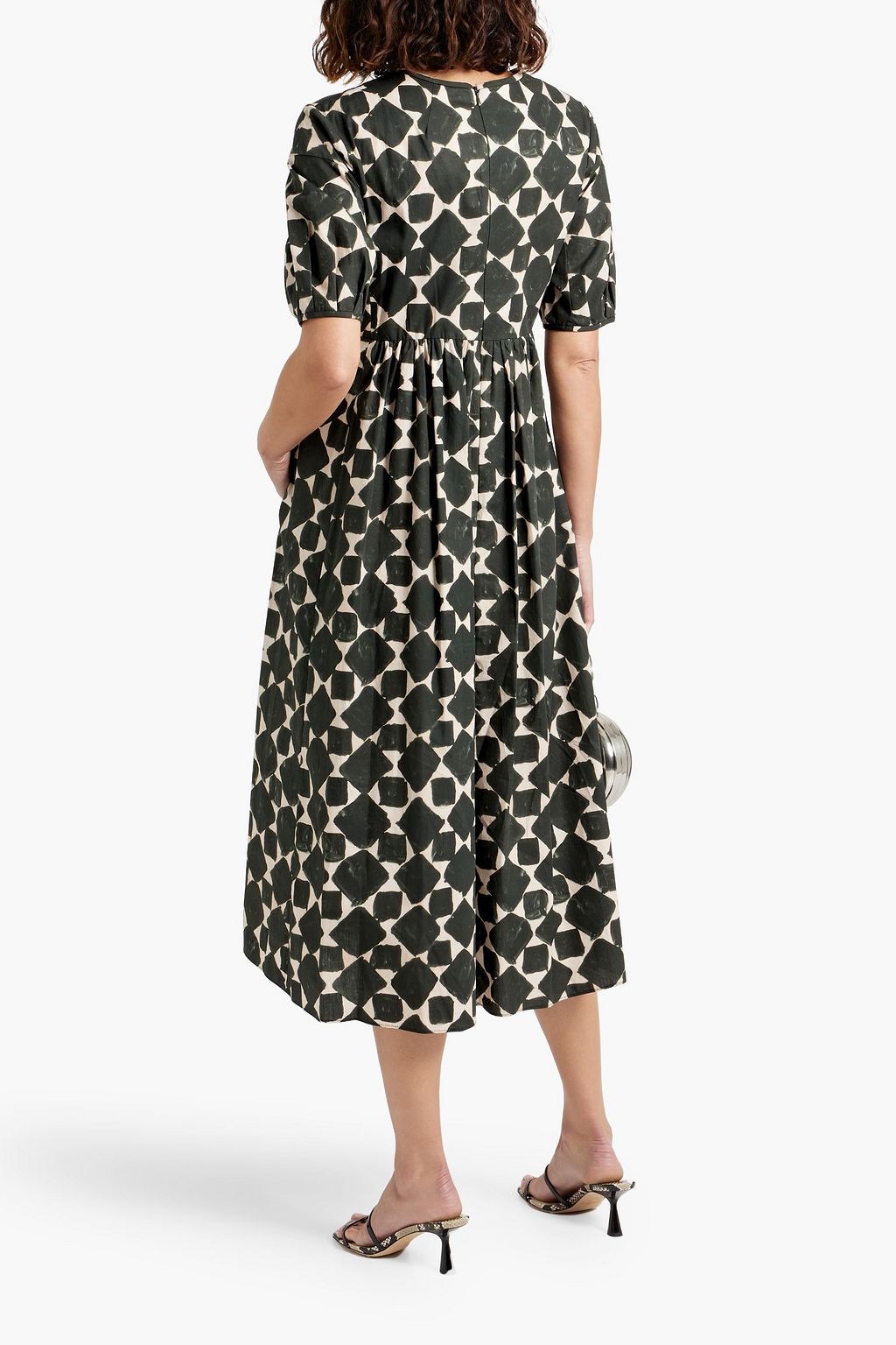 MAX MARA Embellished printed cotton-poplin midi dress