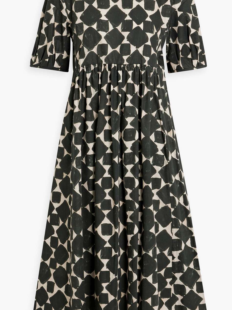 embellished printed cotton-poplin midi dress