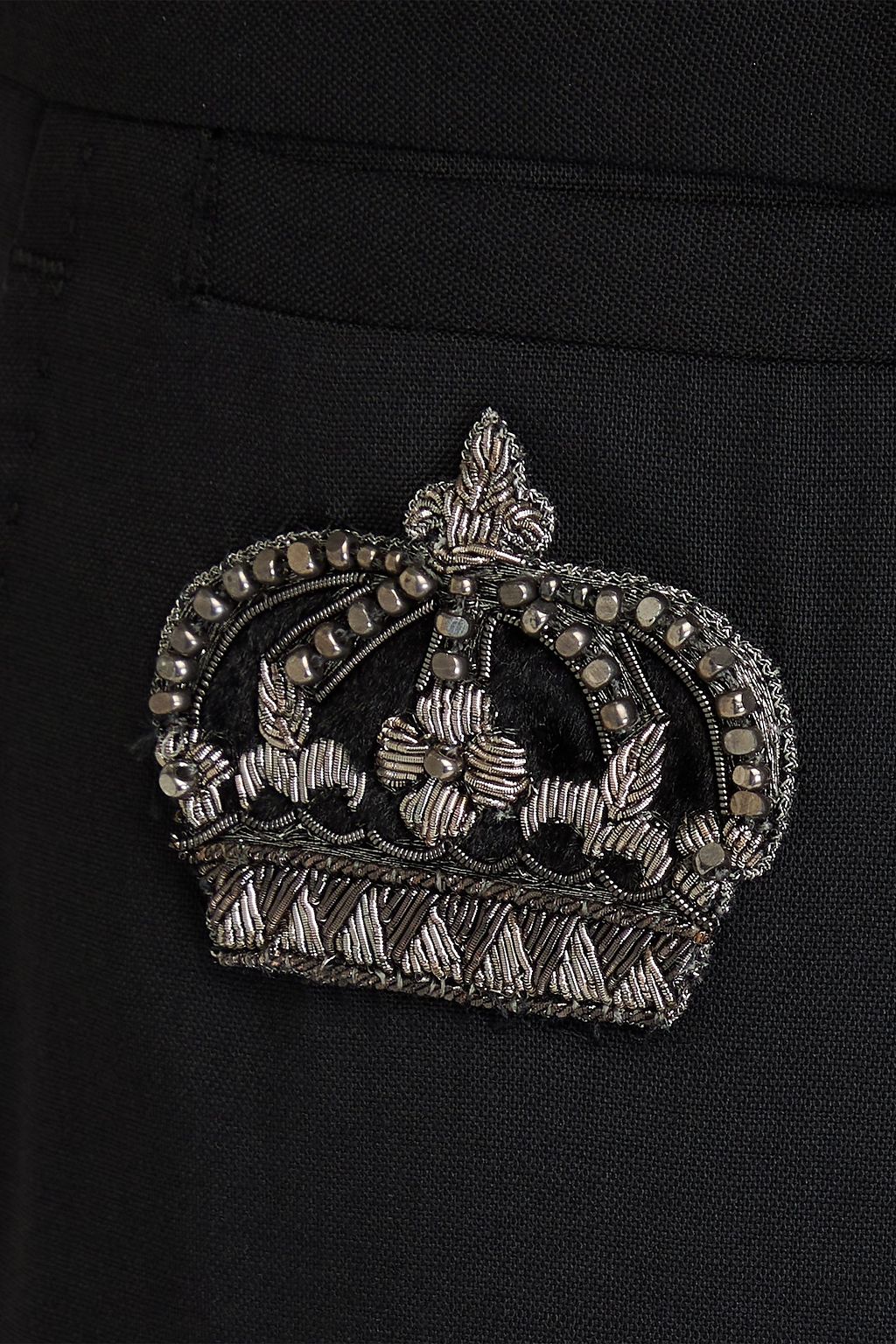 DOLCE&GABBANA بنطال من مزيج التويل والصوف المطرّز بقصة ضيقة
