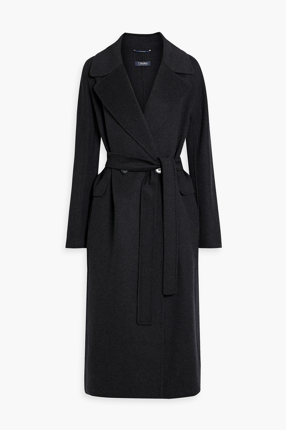 Max Mara Double-breasted Tailored Black Coat In Charcoal