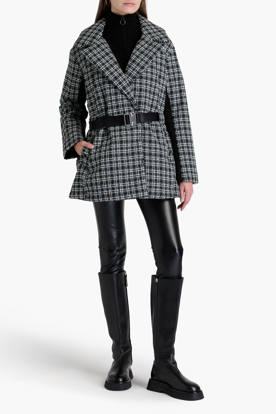 Fusalp Belted Tweed Jacket In Black