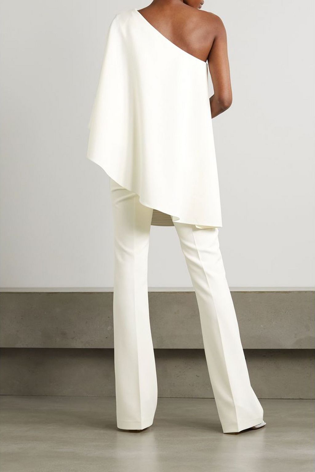 SAFIYAA Zephyra one-shoulder cape-effect crepe jumpsuit