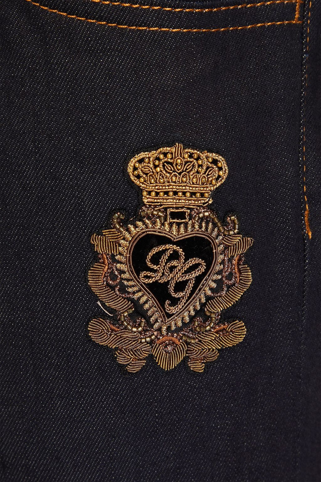 DOLCE&GABBANA بنطال جينز بقصة ضيقة مزين بزخارف