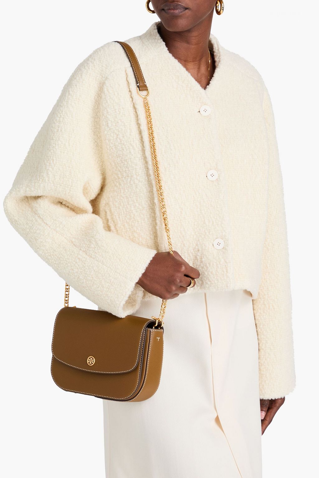 TORY BURCH Robinson pebbled-leather shoulder bag